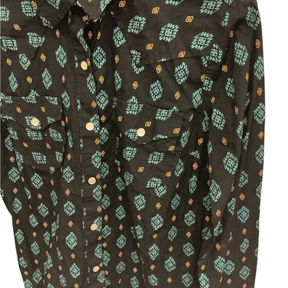 Vintage Wrangler Black Western Snap Shirt - Aztec/Navajo Print - Picture 2 of 7